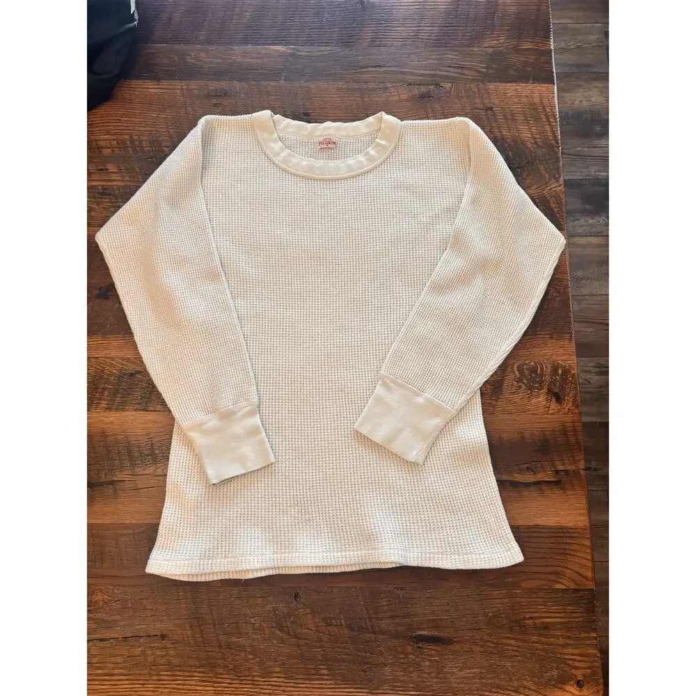 Vintage 40s 50s Pilgrim Mens L Blank Thermal Waffle Knit Long Sleeve T-Shirt USA